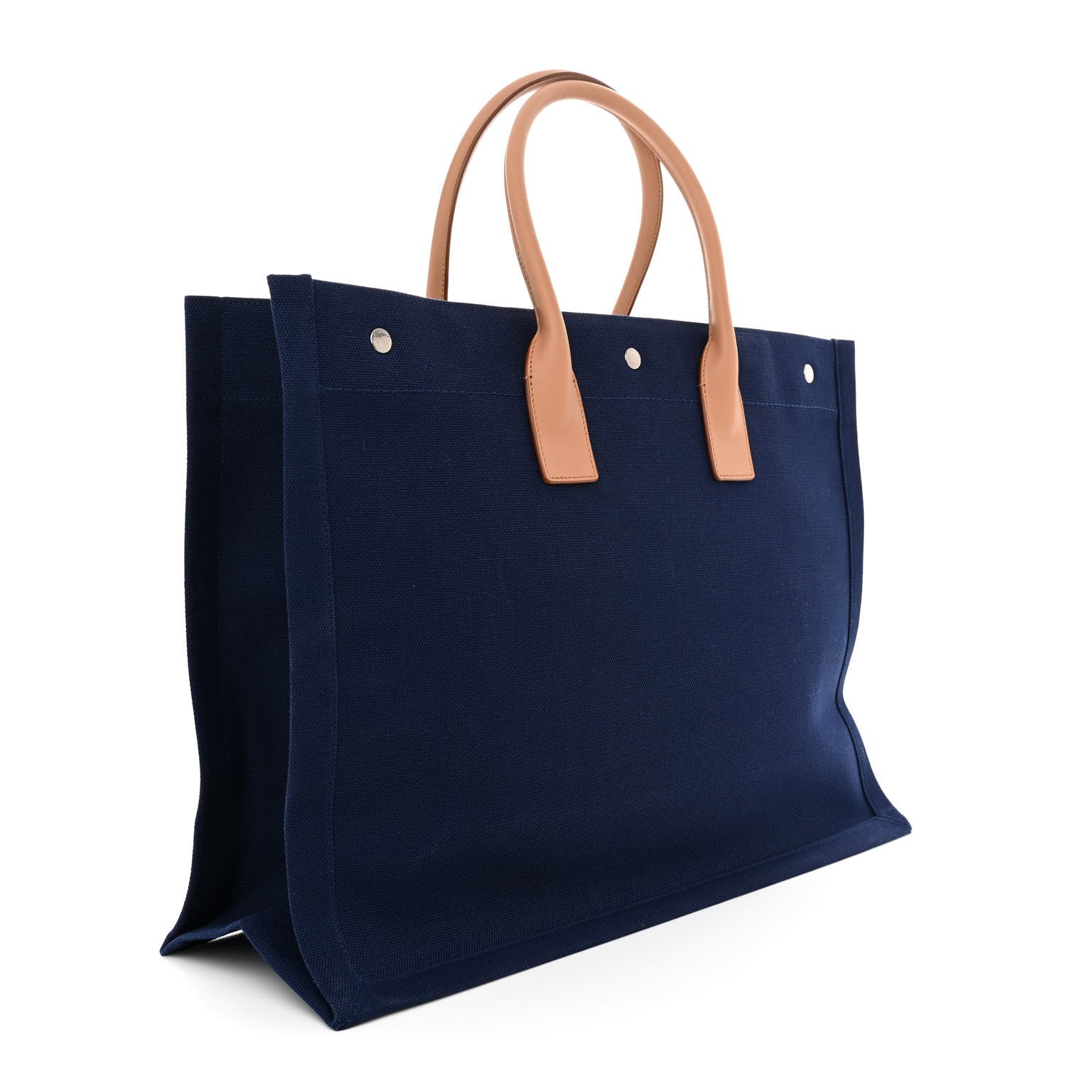 Saint Laurent Linen Calfskin Rive Gauche Tote Marine Rose Brown 3 of 10