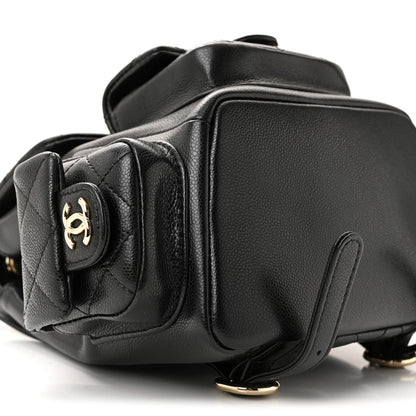 Chanel Shiny Caviar Quilted Small Duma Pockets Drawstring Backpack Black 9 of 12