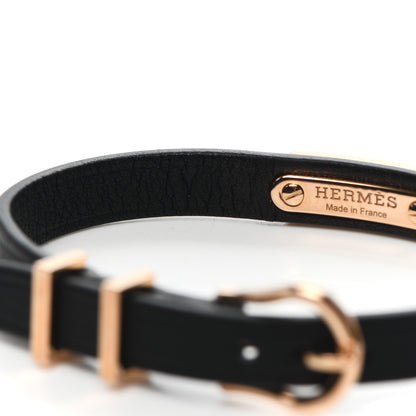 Hermes 18K Rose Gold Swift Diamond Kelly Pave Sangle Bracelet Black 5 of 6