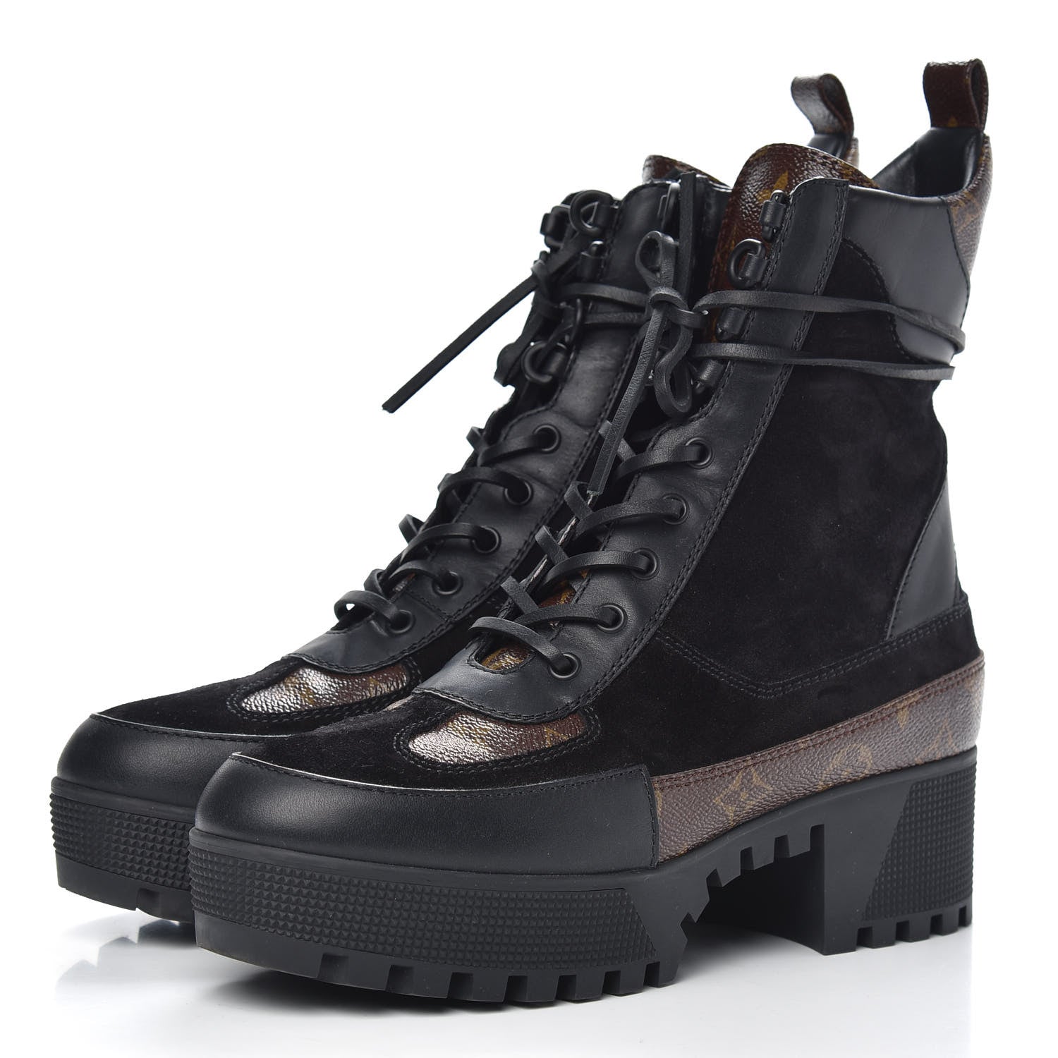 Louis Vuitton Suede Calfskin Monogram Laureate Platform Desert Boots 40 Black 3 of 7