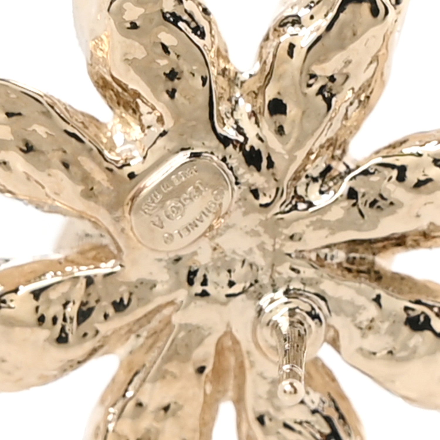 Chanel Crystal CC Flower Earrings Gold 4 of 5