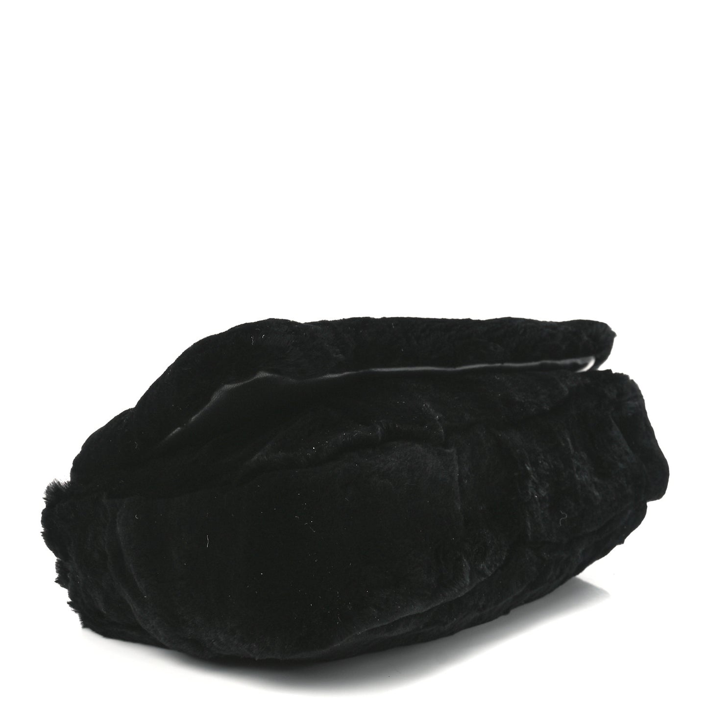 Rabbit Fur Beaded CC Flap Bag Black