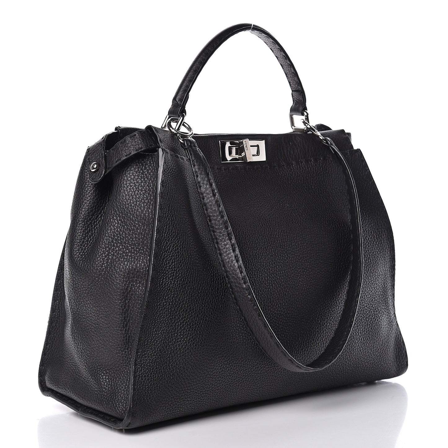 Cuoio Romano Selleria Bi-Color Large Peekaboo Iconic Satchel Black Mou