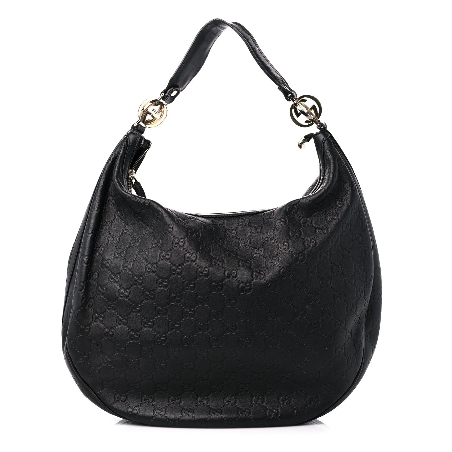 Guccissima Large GG Twins Hobo Black