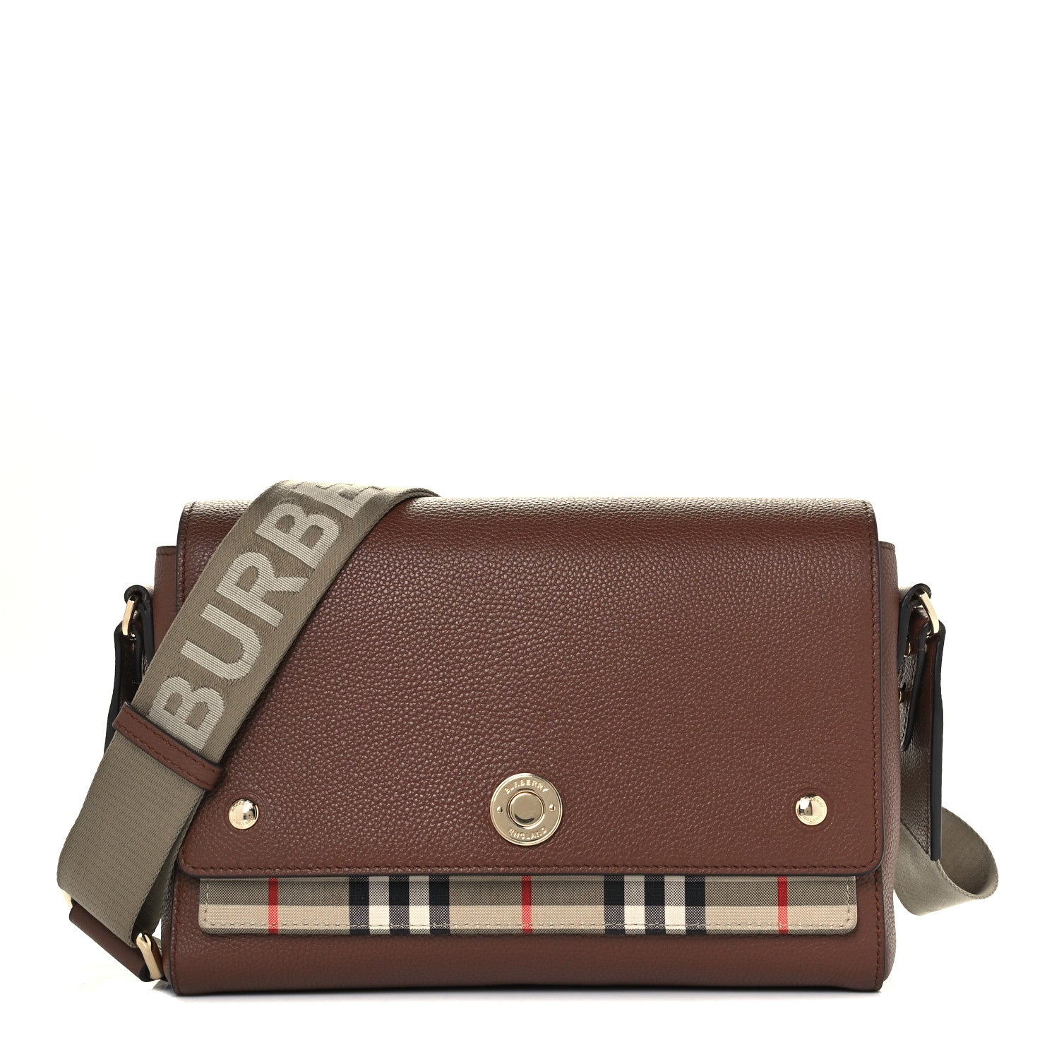 Burberry Calfskin Vintage Check Note Crossbody Bag Tan 1 of 11