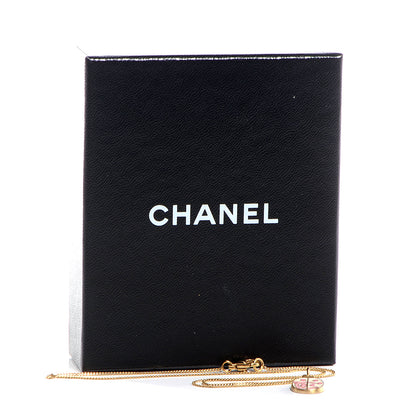 Chanel Enamel CC Ladybug Necklace Pink White Gold 5 of 5