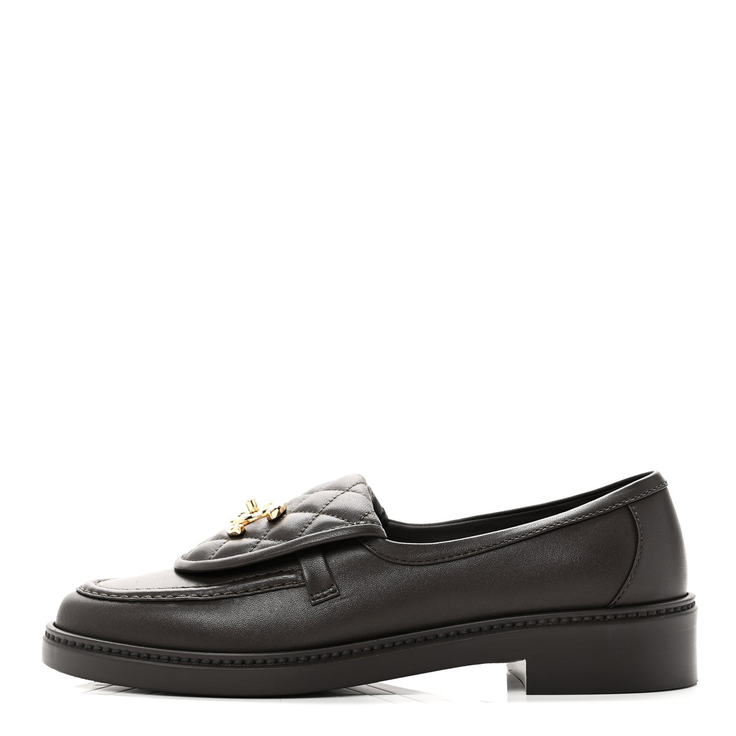 Lambskin Quilted CC Turnlock Loafers 37 Dark Brown