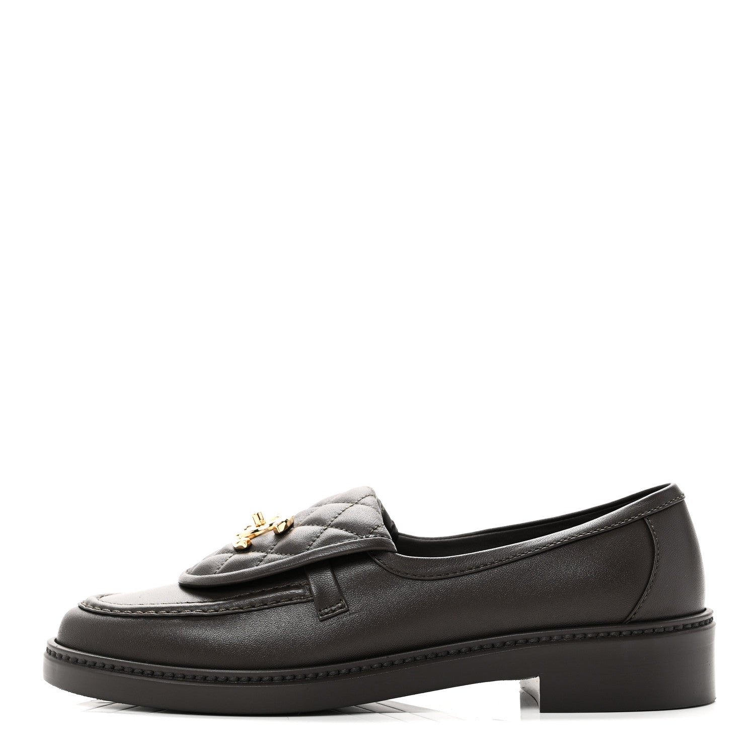Chanel Lambskin Quilted CC Turnlock Loafers 37 Dark Brown 1 of 10