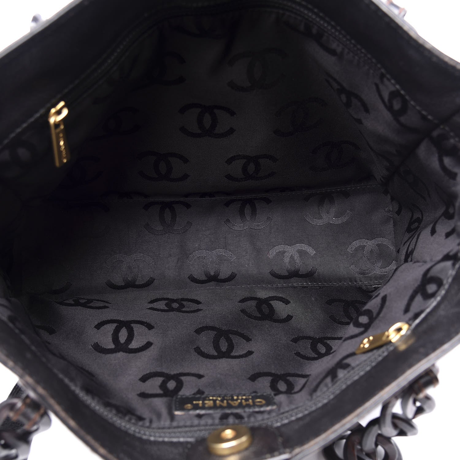Chanel Calfskin Wood Chain Tote Black 4 of 15