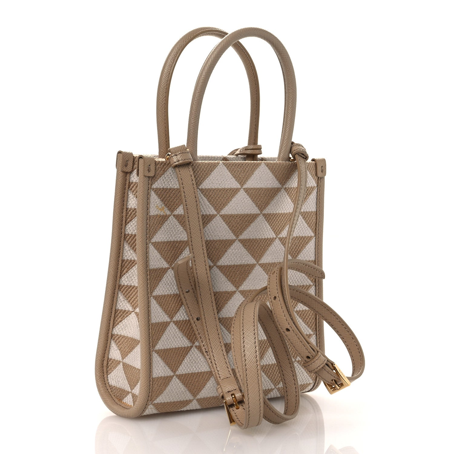 Prada Jacquard Saffiano Triangolo Symbole Embroidered Micro Tote Corda Talco 3 of 11