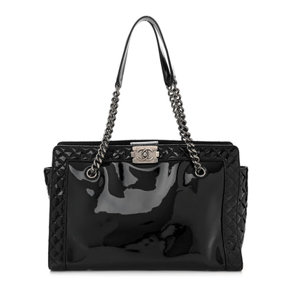 Chanel Patent Quilted Reverso Boy Tote Black 1 of 10