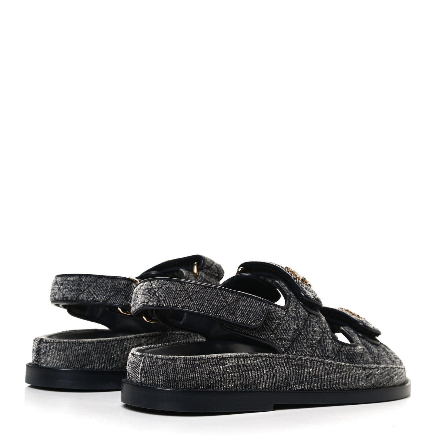 Velvet Velcro Dad Sandals 36 Grey