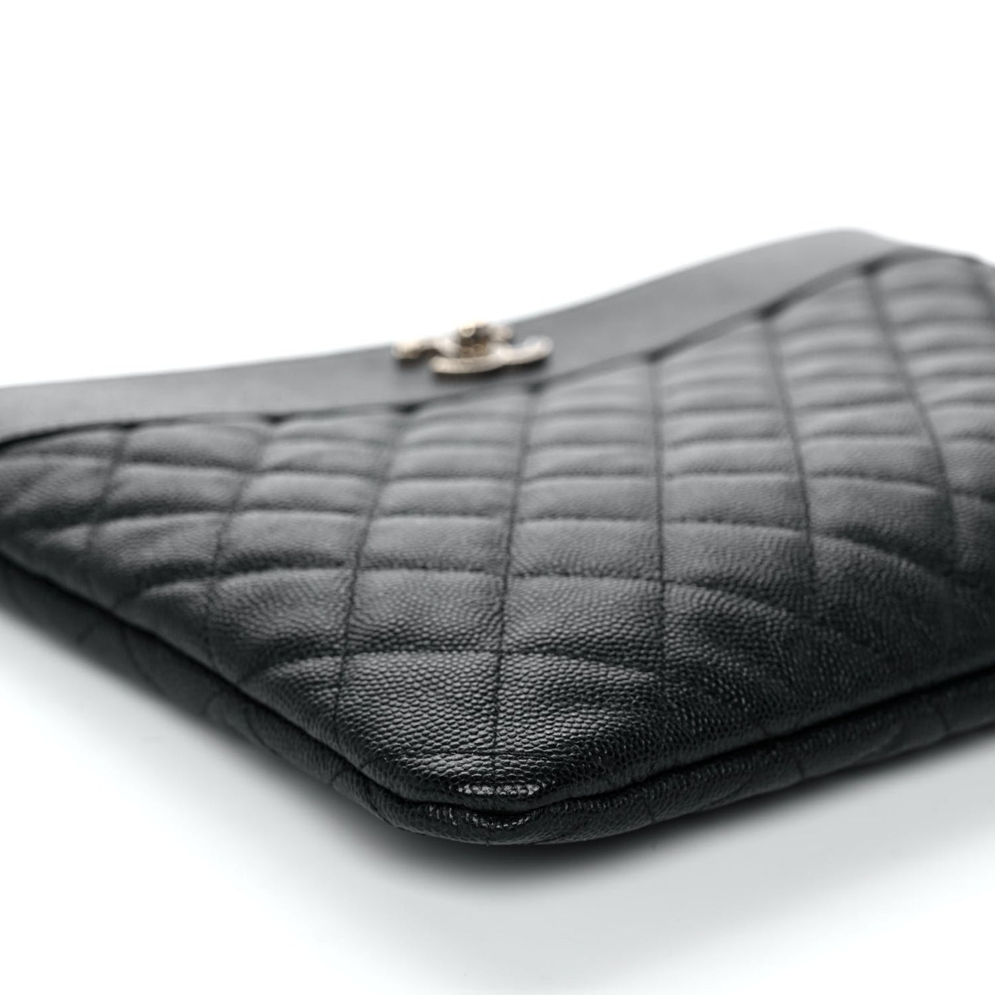 Caviar Quilted Mademoiselle Vintage Large Zip Pouch Black