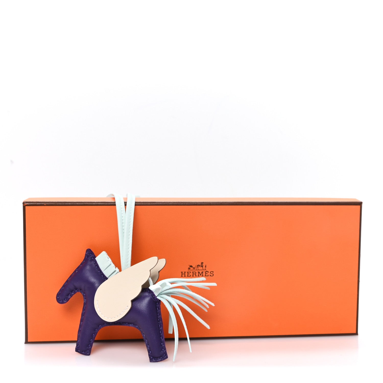Hermes Milo Lambskin Grigri Rodeo Pegase Horse Bag Charm PM Purple Vert Peppermint Craie Purple Vert Peppermint Craie 5 of 5