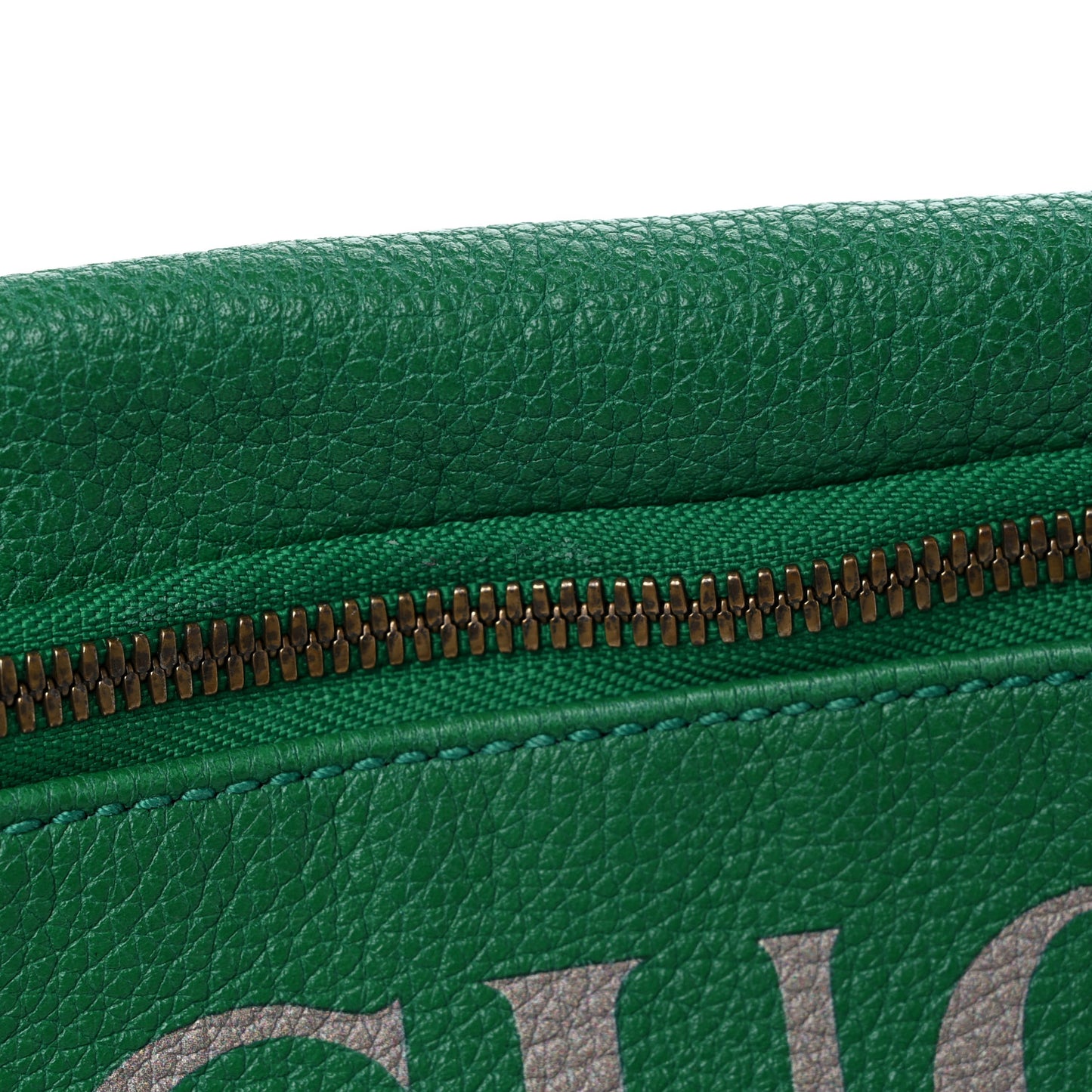 Grained Calfskin Logo Belt Bag Green
