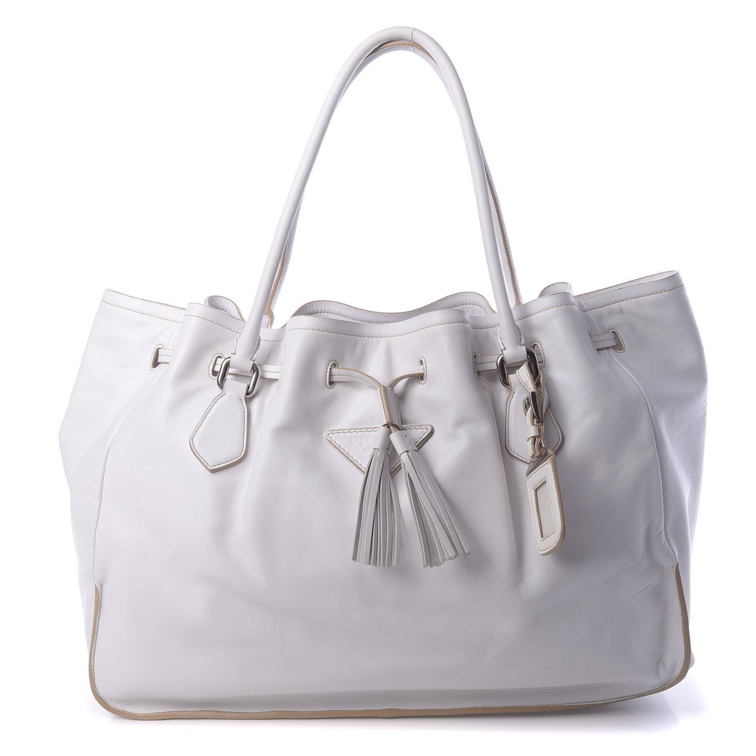 Prada Nappa Soft Drawstring Tote White 1 of 14
