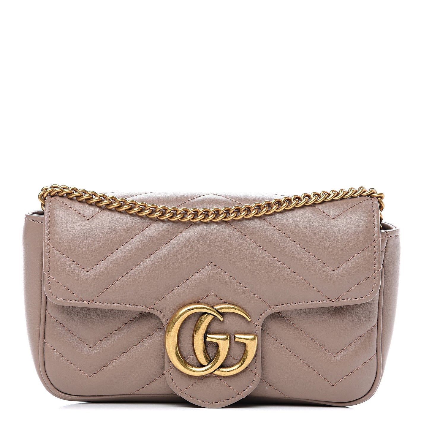 Calfskin Matelasse Super Mini GG Marmont Shoulder Bag Porcelain Rose