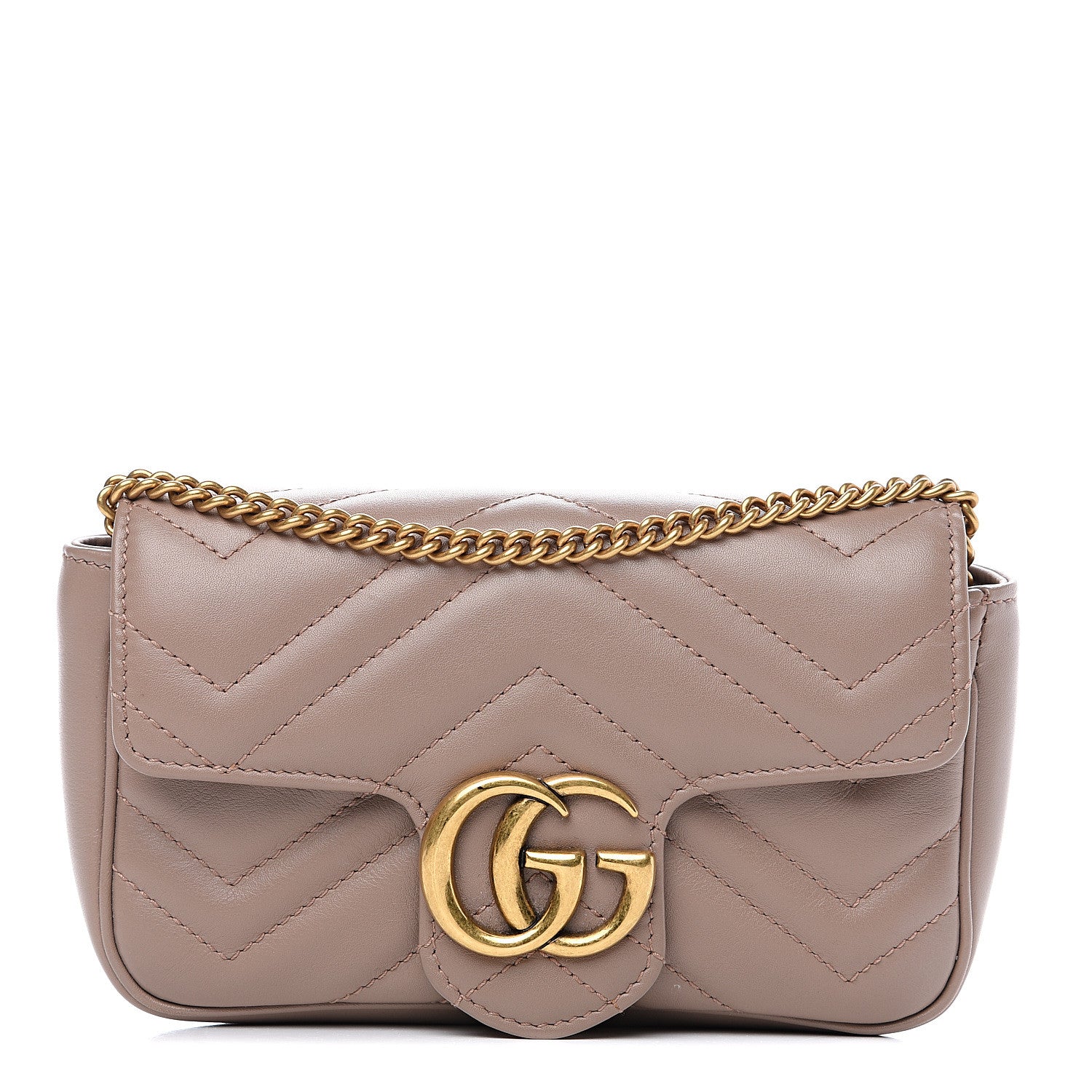 Gucci Calfskin Matelasse Super Mini GG Marmont Shoulder Bag Porcelain Rose 1 of 22
