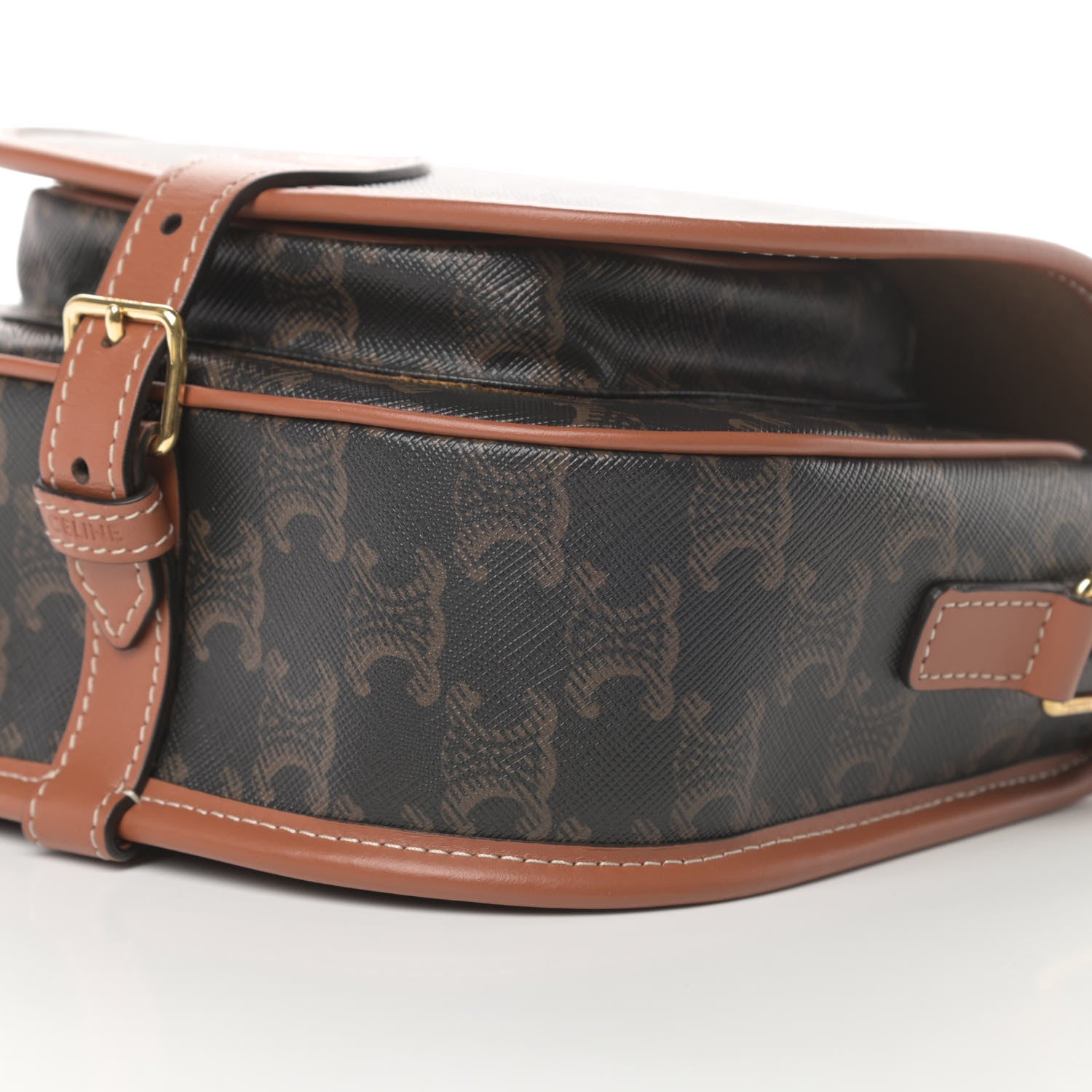 Celine Triomphe Canvas Medium Folco Bag Tan 10 of 11