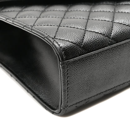 Saint Laurent Grain De Poudre Textured Mixed Matelasse Triquilt Medium Monogram Monochrome Satchel Black 8 of 9