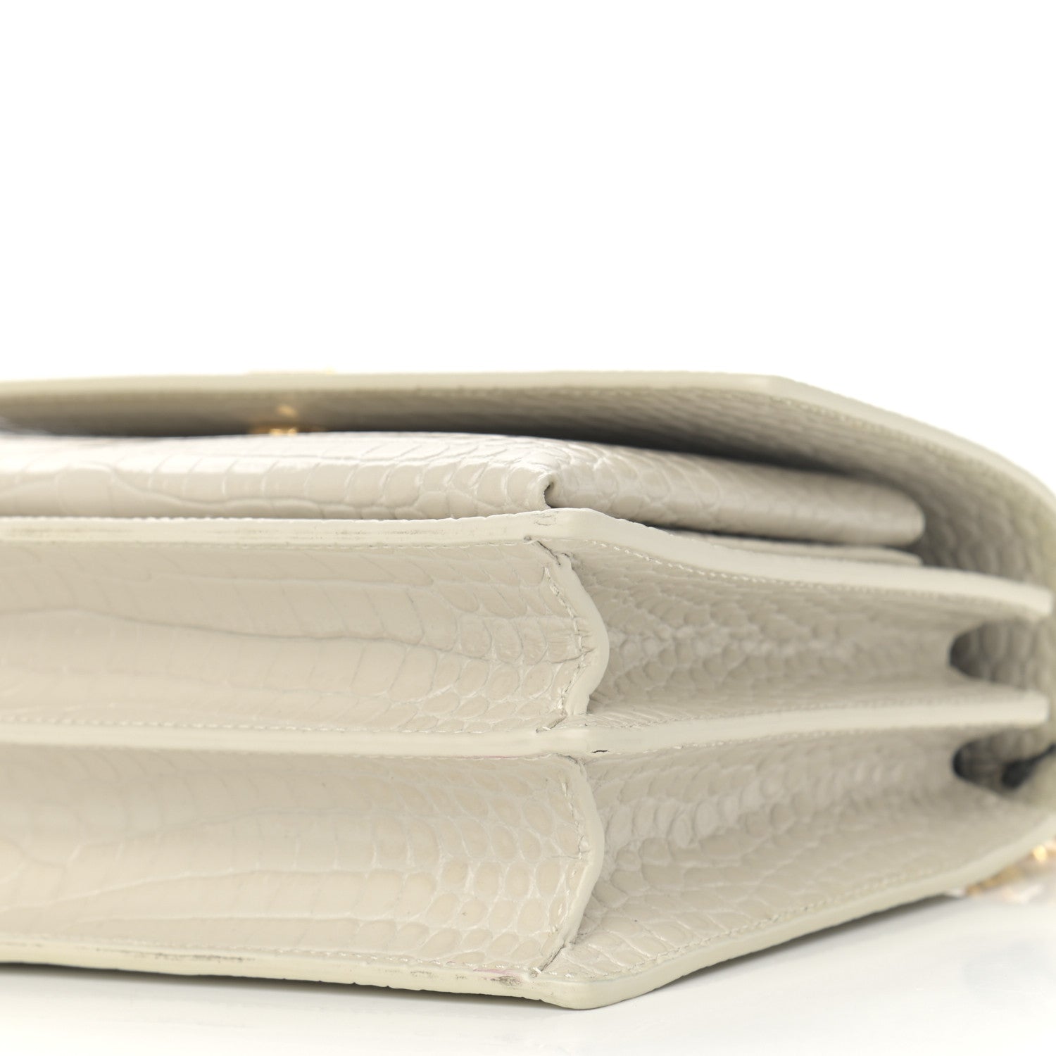 Saint Laurent Calfskin Crocodile Embossed Medium Monogram Sunset Blanc Vintage 11 of 15