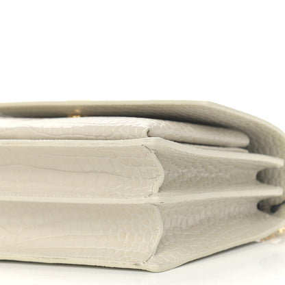 Saint Laurent Calfskin Crocodile Embossed Medium Monogram Sunset Blanc Vintage 11 of 15