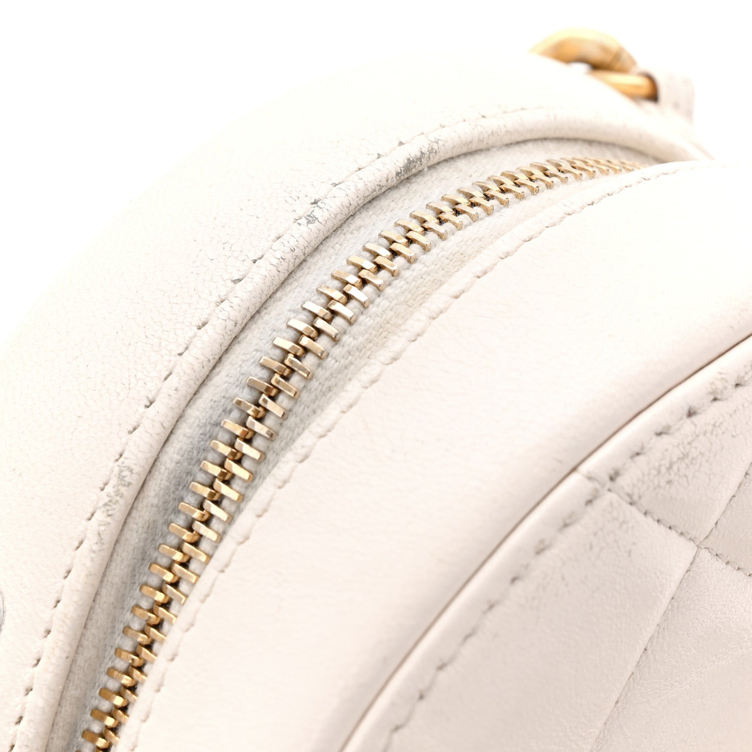 Chanel Shiny Goatskin Quilted Chanel 19 Round Clutch With Chain White 11 of 12