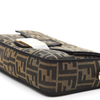 Fendi Fabric Jacquard FF 1974 Medium Baguette Tobacco Moro Black 8 of 10