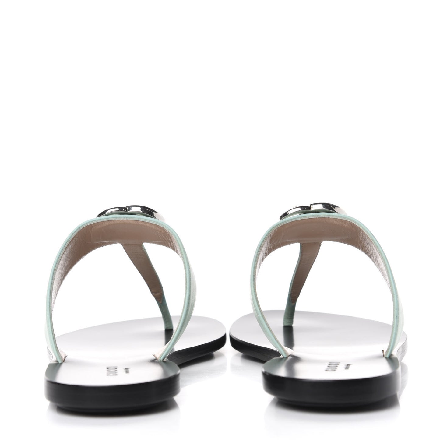Calfskin GG Marmont Thong Sandals 36.5 Water Green