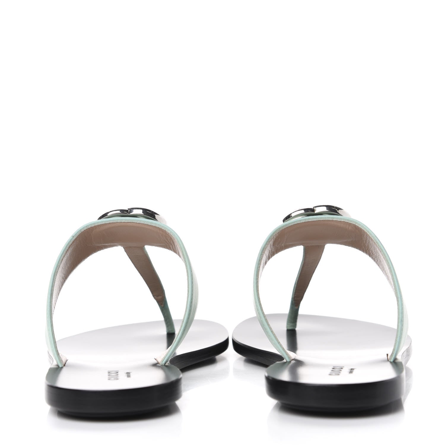Gucci Calfskin GG Marmont Thong Sandals 36.5 Water Green 7 of 10