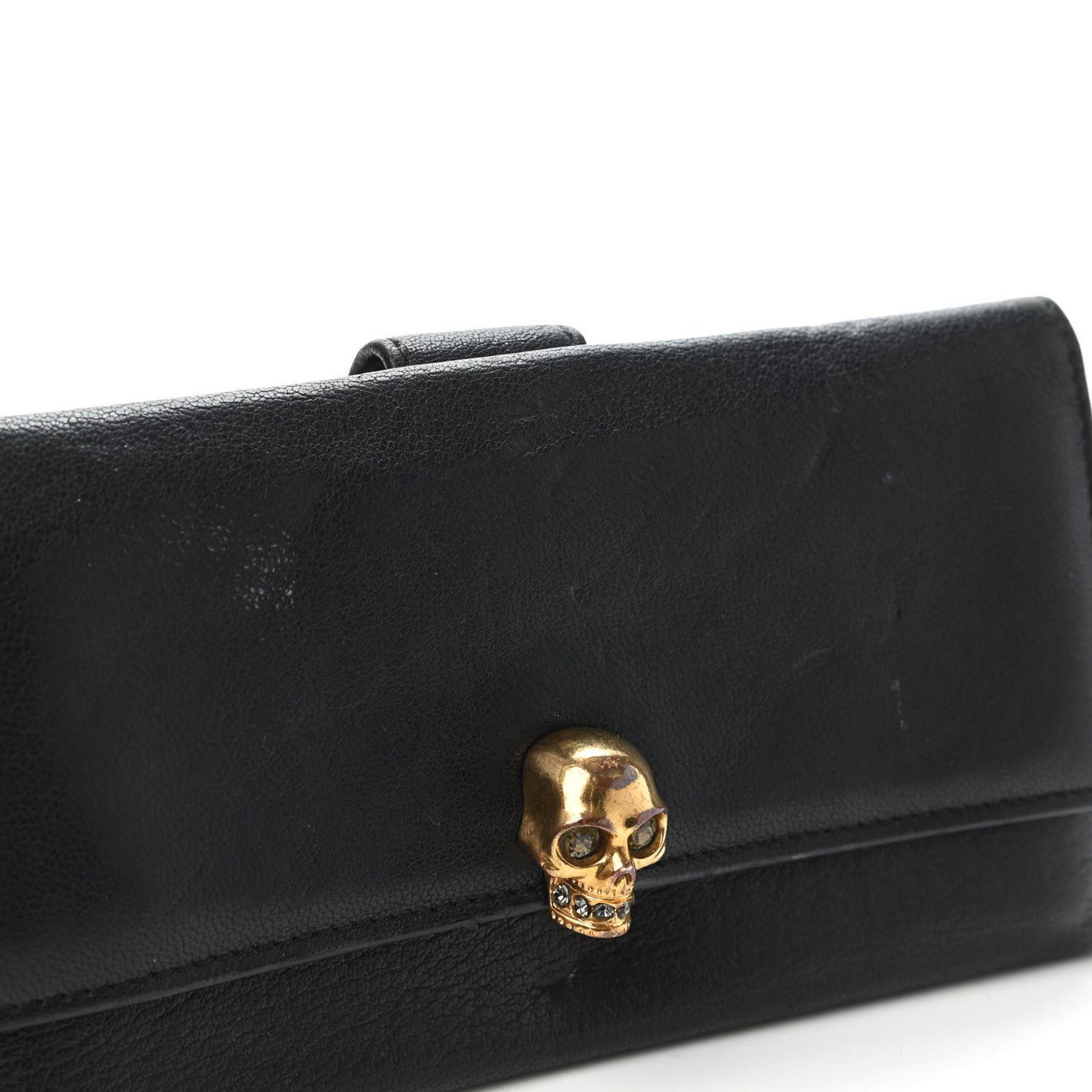 Calfskin Skull Continental Wallet Black