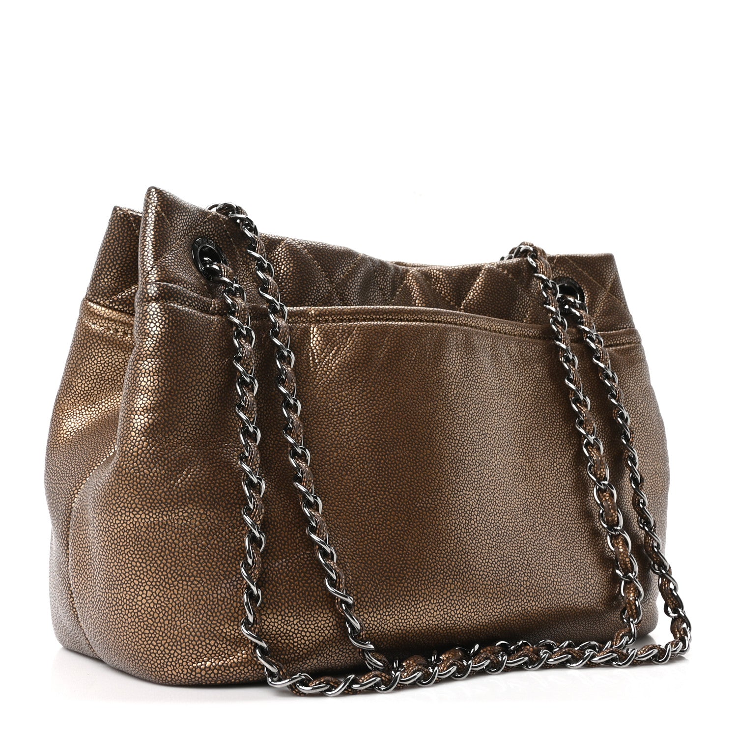 Chanel Metallic Caviar Quilted Large Timeless CC Soft Tote Bronze 3 of 10