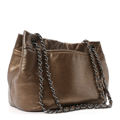 Chanel Metallic Caviar Quilted Large Timeless CC Soft Tote Bronze 3 of 10
