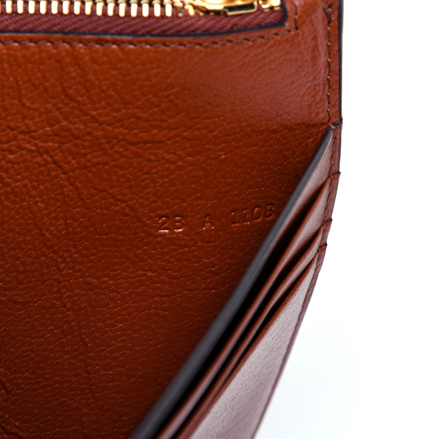 Givenchy Goatskin GV3 Wristlet Zip Card Holder Chestnut 7 of 9