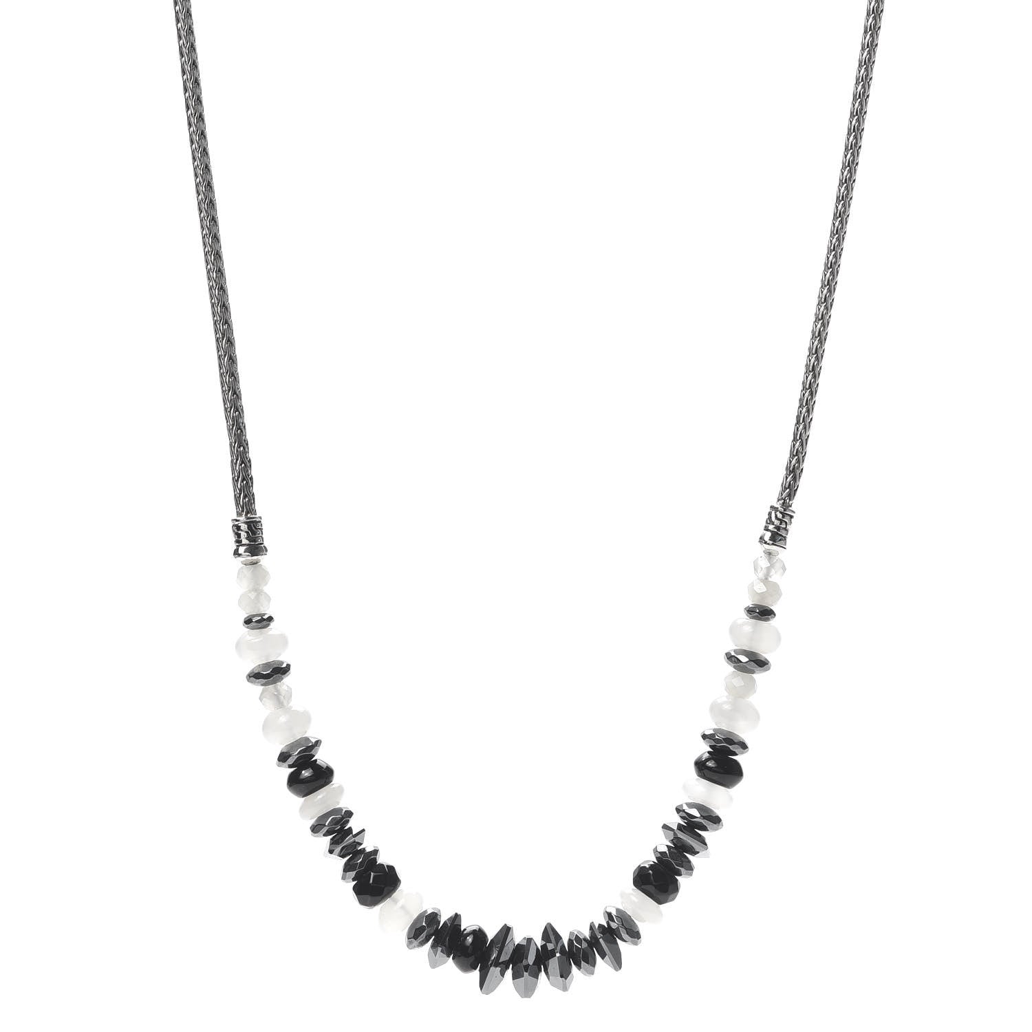 John Hardy Sterling Silver Hematite Moonstone Black Onyx Classic Chain Necklace 1 of 6