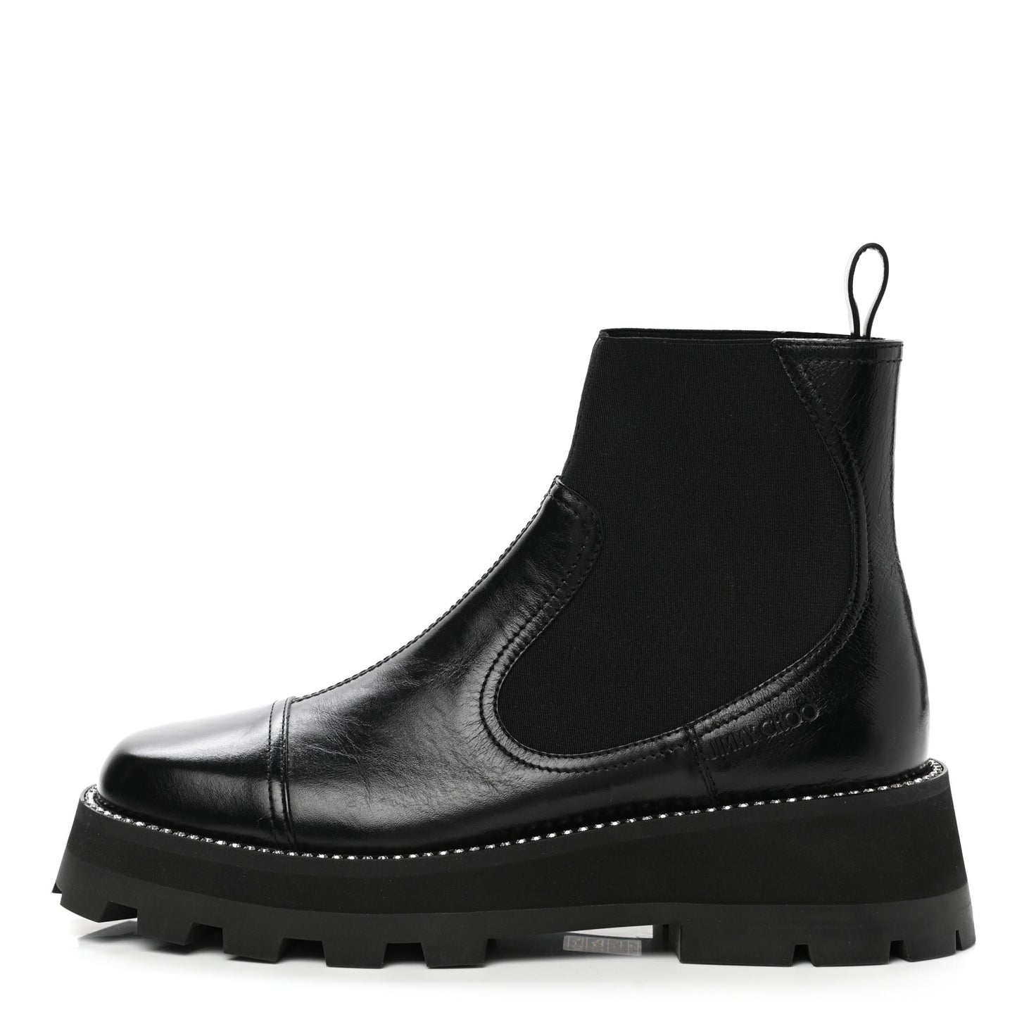 Vintage Calfskin Crystal Clayton Flat Boots 39.5 Black