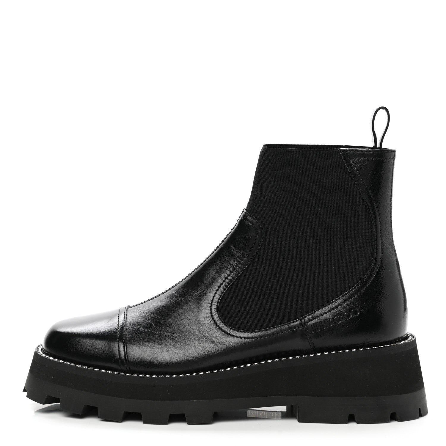 Jimmy Choo Vintage Calfskin Crystal Clayton Flat Boots 39.5 Black 1 of 7