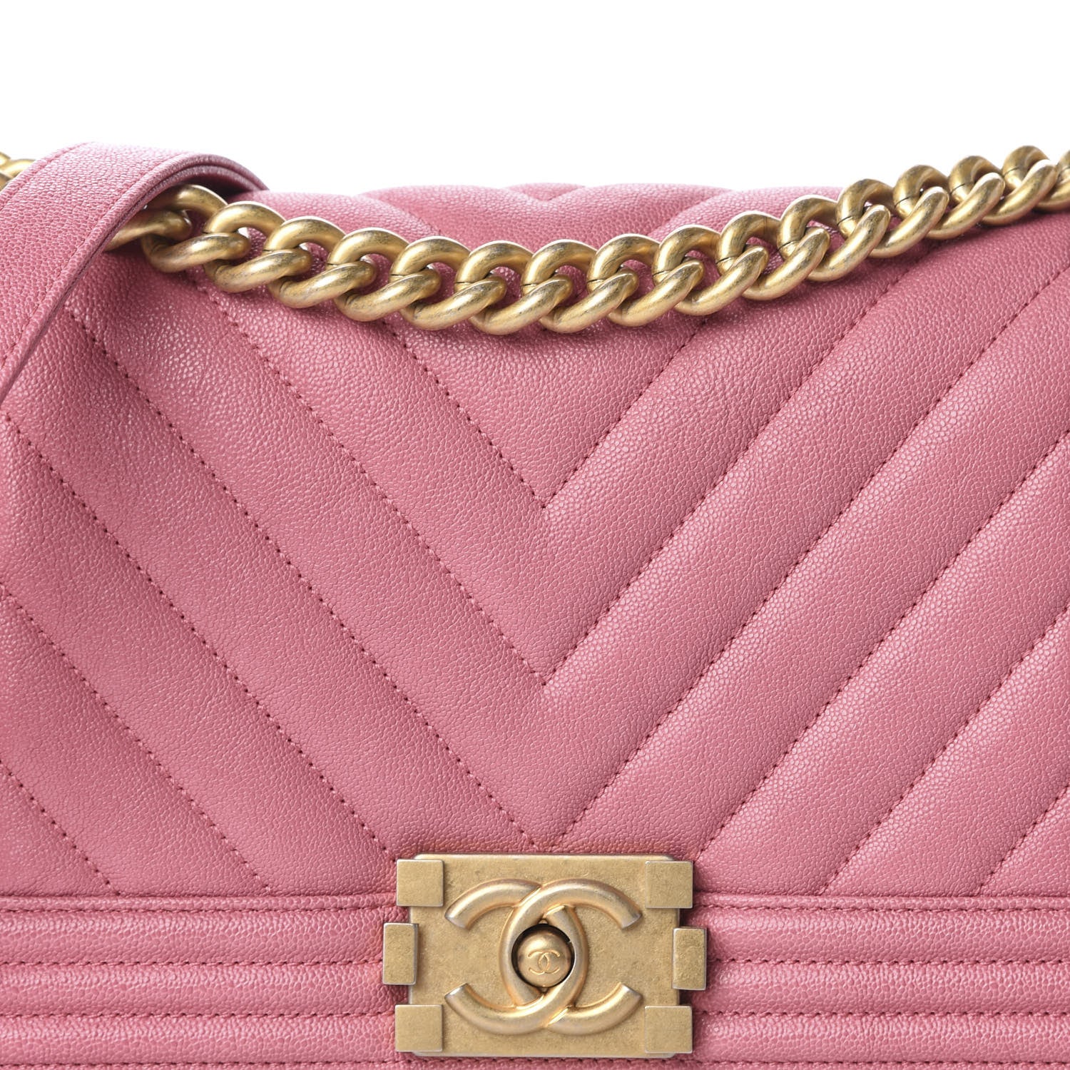 Chanel Caviar Chevron Quilted Medium Boy Flap Pink 10 of 10