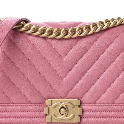 Chanel Caviar Chevron Quilted Medium Boy Flap Pink 10 of 10