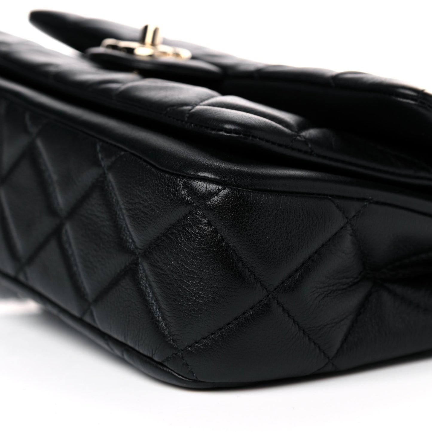 Calfskin Quilted Large Pocket Chic Flap Bag Black