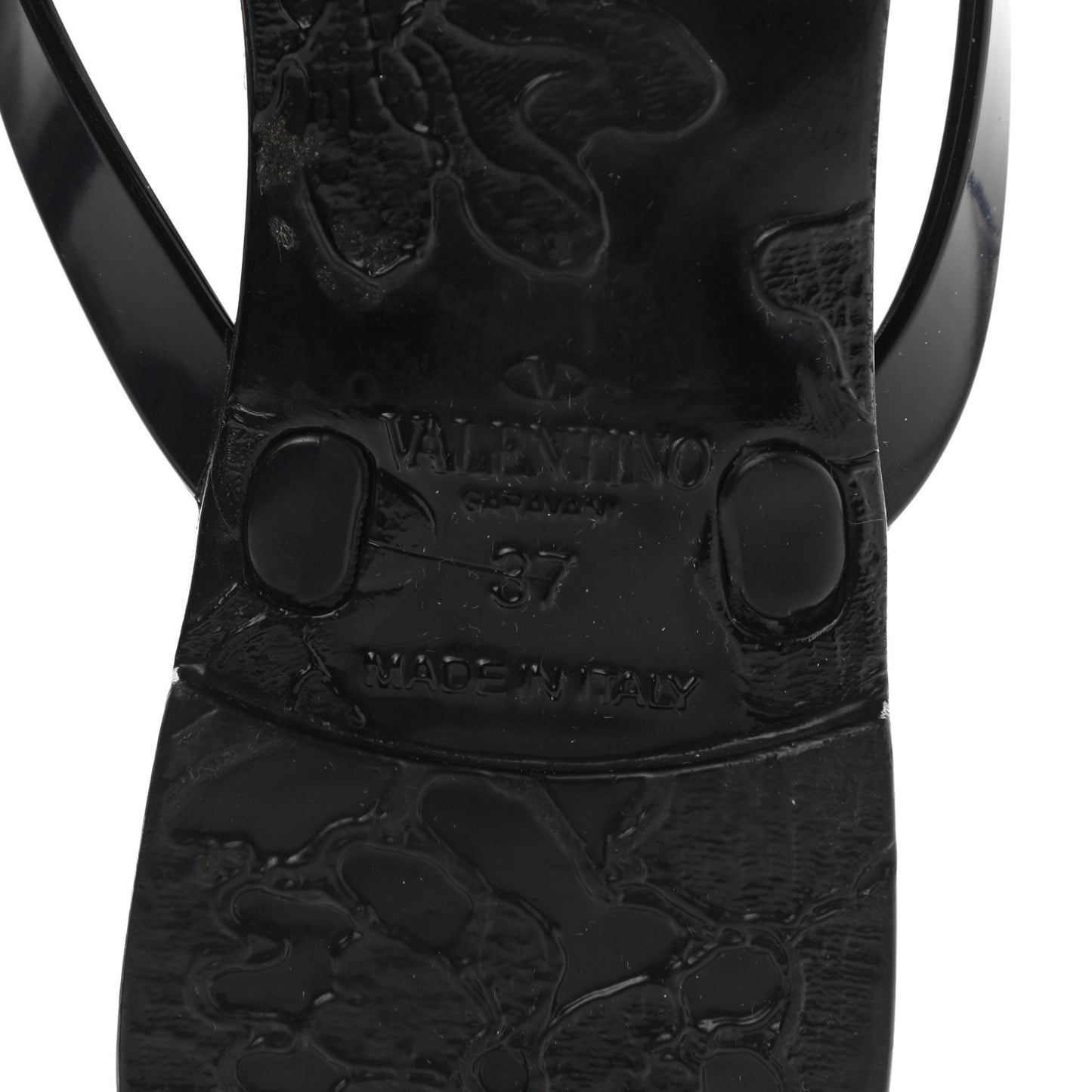 PVC Jelly Rockstud Bow Thong Sandals 37 Black