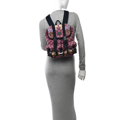 Gucci Monogram Multicolor Floral Embroidered Large Retro Interlocking G Three Pocket Backpack Pink Blue Multicolor 2 of 10