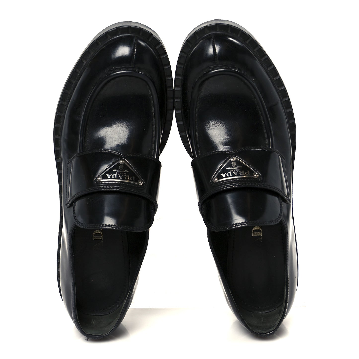 Spazzolato Metal Triangle Logo 50mm Loafers 38.5 Black