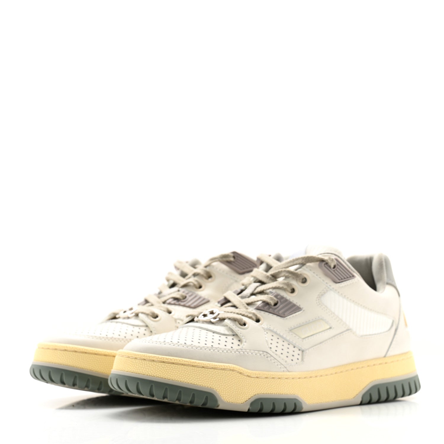 Gucci Calfskin Distressed Effect Womens Sneakers   37.5 Off White 3 of 9
