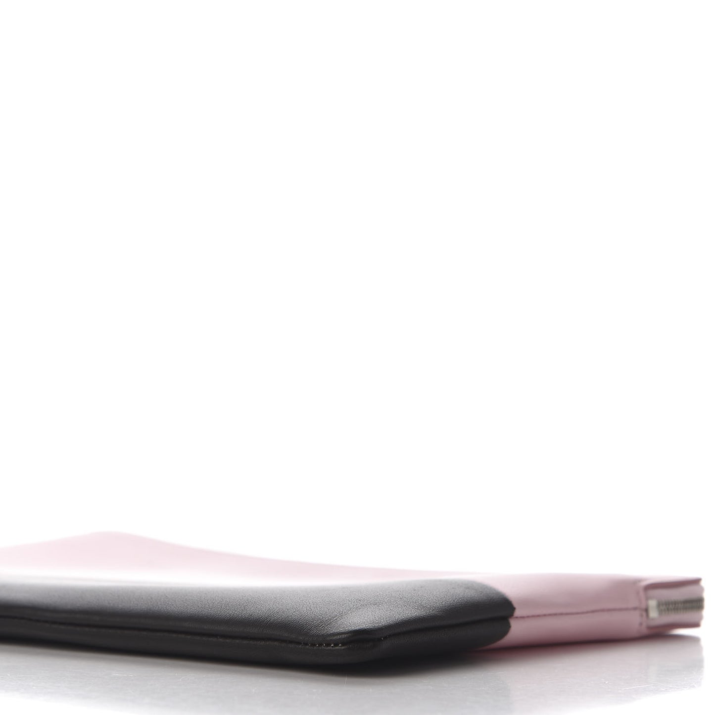 Lambskin Bi-Color Solo Clutch Pouch Pale Pink Espresso