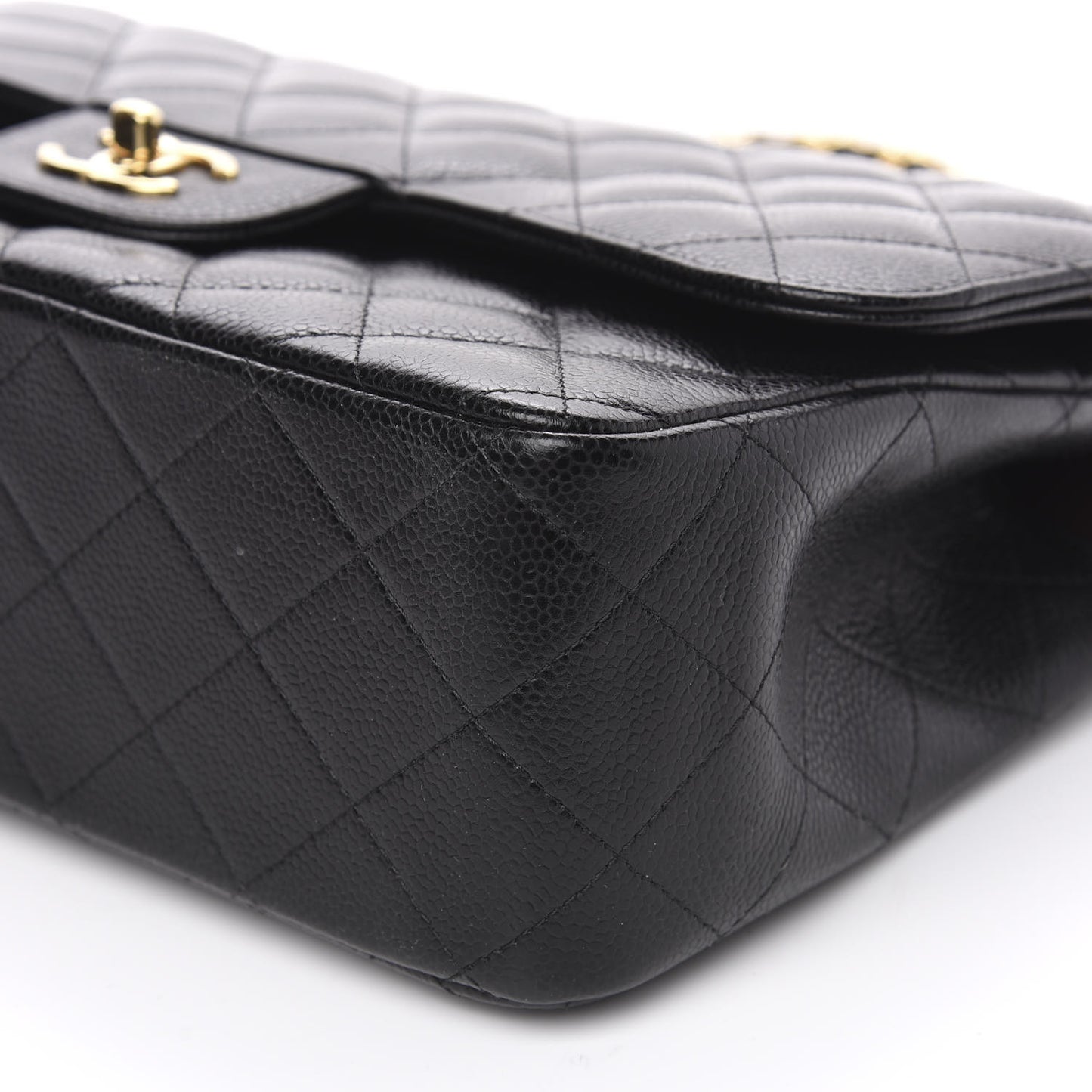 Caviar Quilted Jumbo Double Flap Black