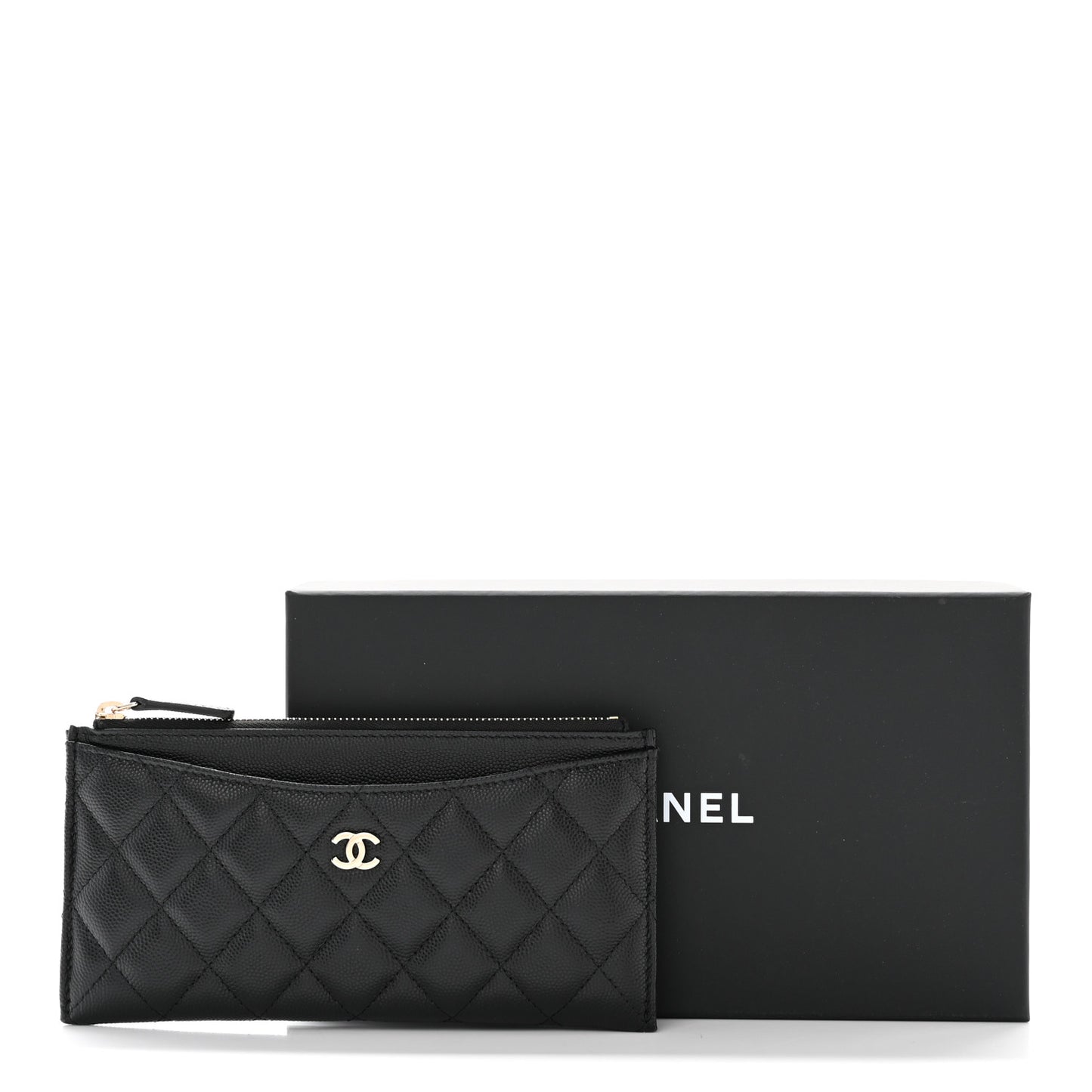 Caviar Quilted Classic Zip Pouch Black