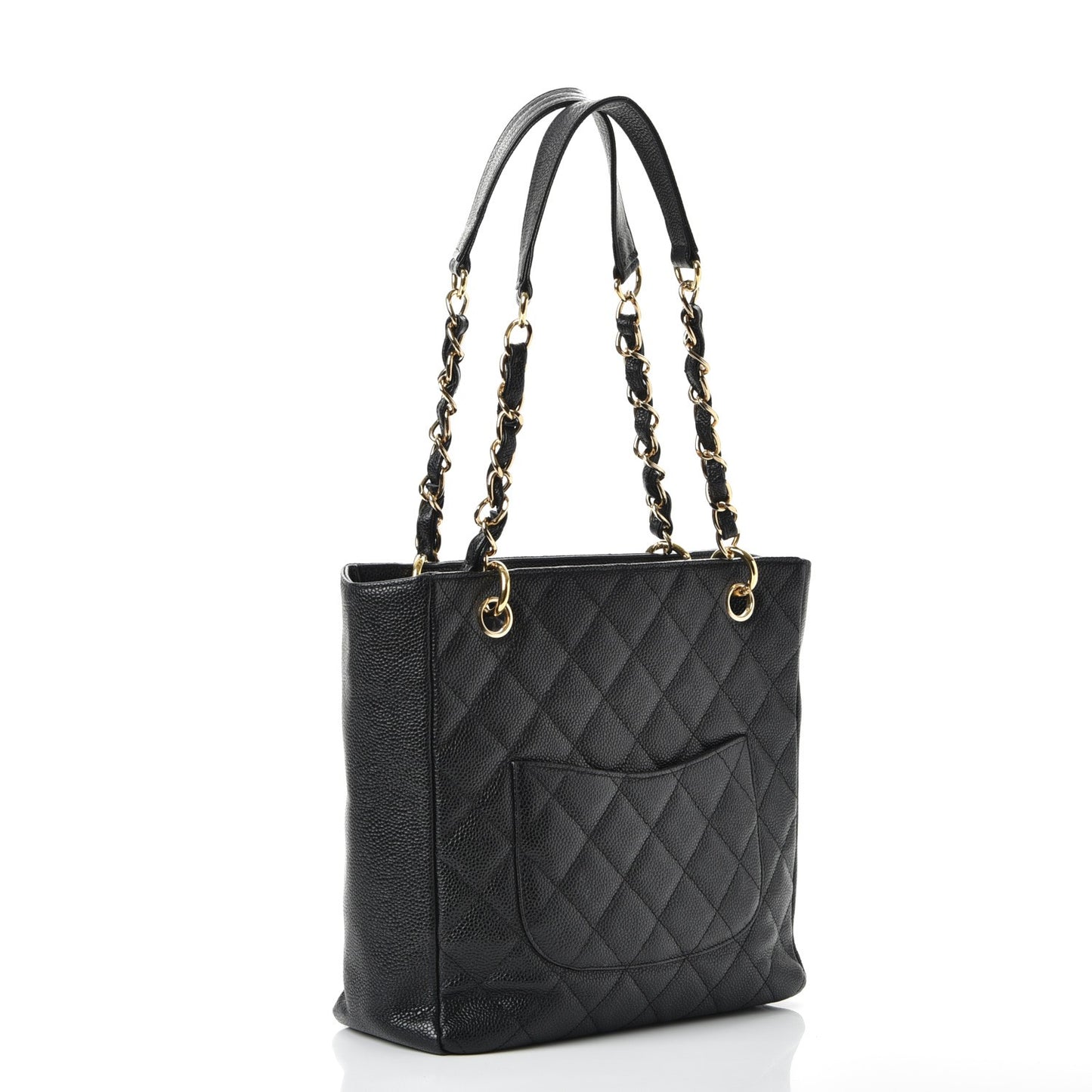 Caviar Quilted Petit Shopping Tote PST Black
