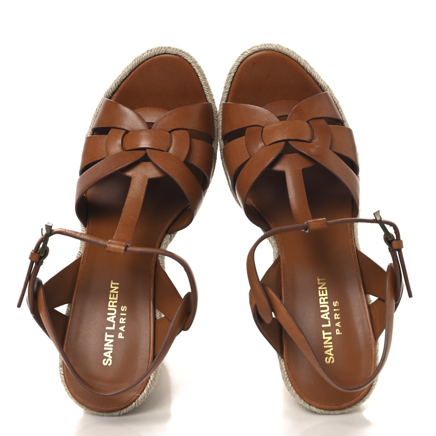 Calfskin 85 Platform Espadrille Wedge Sandals 39 Brown