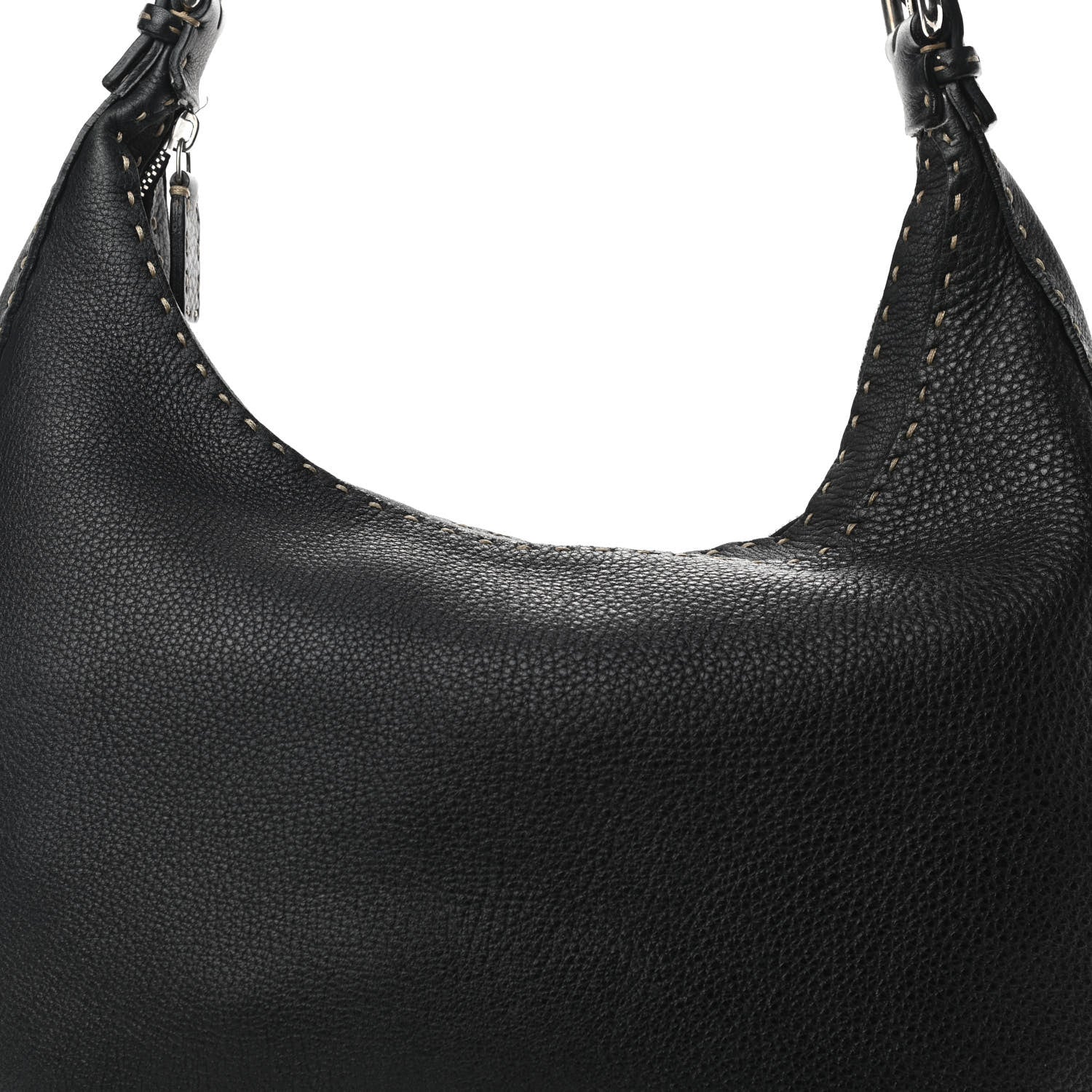 Fendi Calfskin Romano Selleria Hobo Black 7 of 13